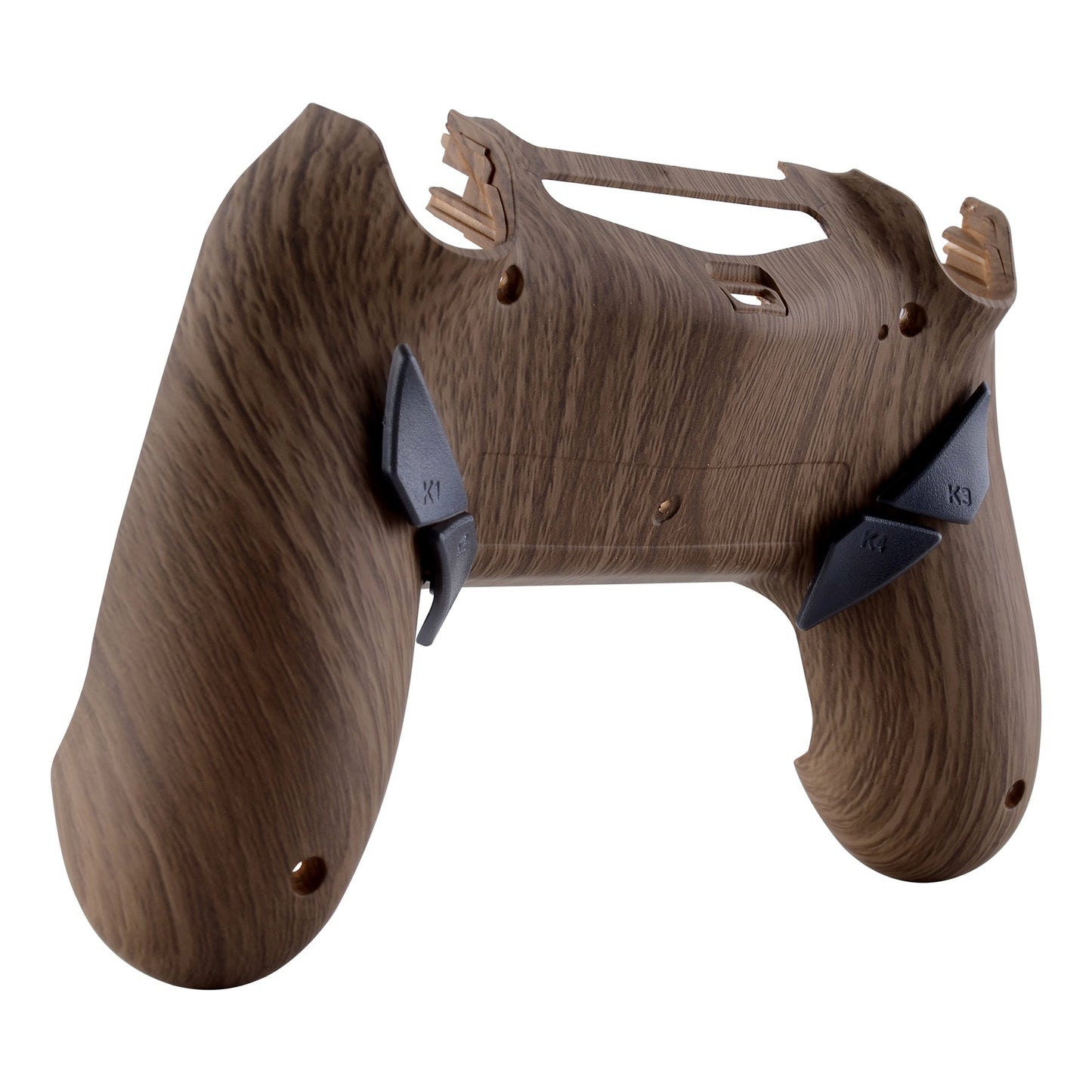 eXtremeRate Retail Wood Grain Patterned Dawn Remappable Remap Kit with Redesigned Back Shell & 4 Back Buttons for ps4 Controller JDM 040/050/055 - P4RM004