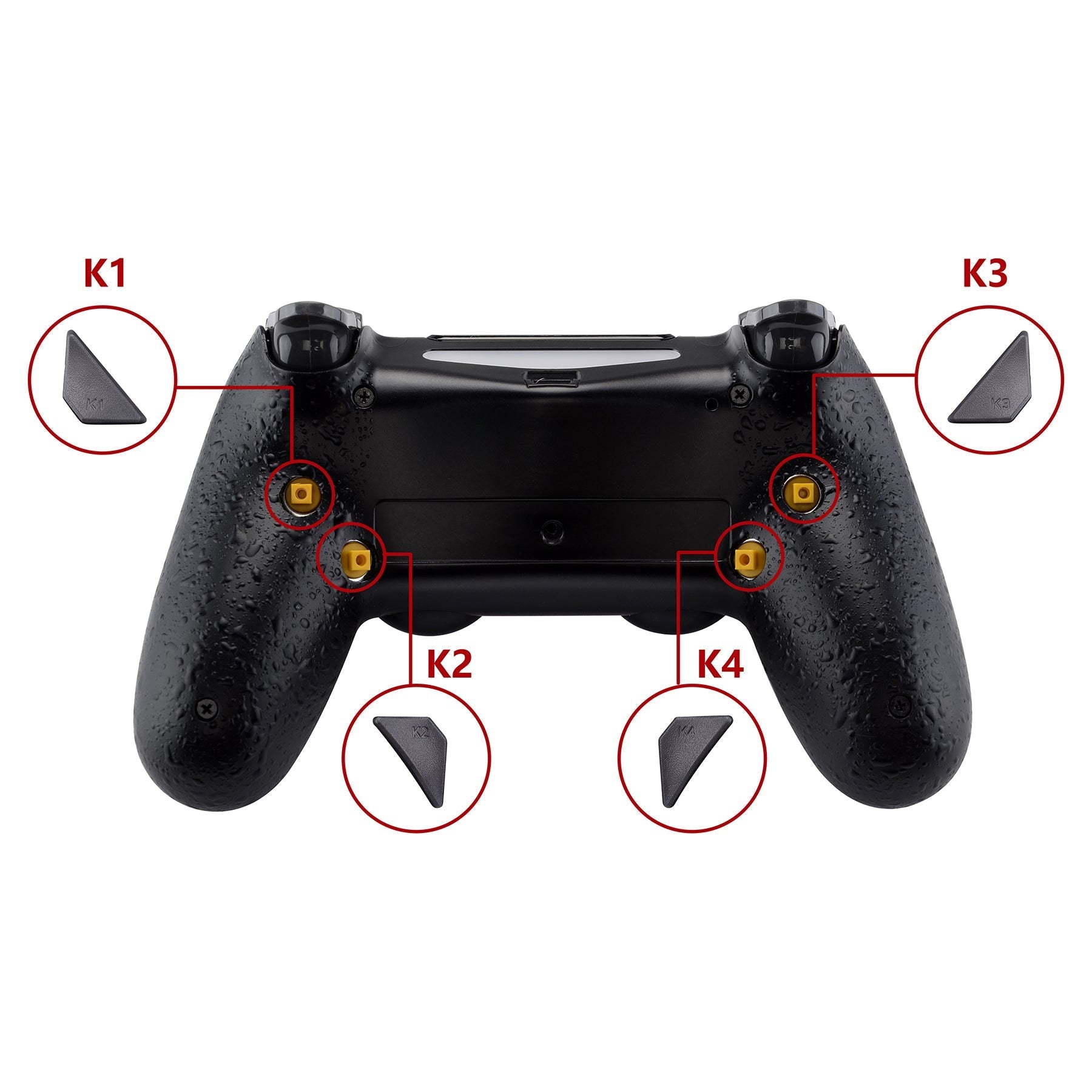 eXtremeRate Retail Textured Black Dawn Remappable Remap Kit with Redesigned Back Shell & 4 Back Buttons for ps4 Controller JDM 040/050/055 - P4RM006