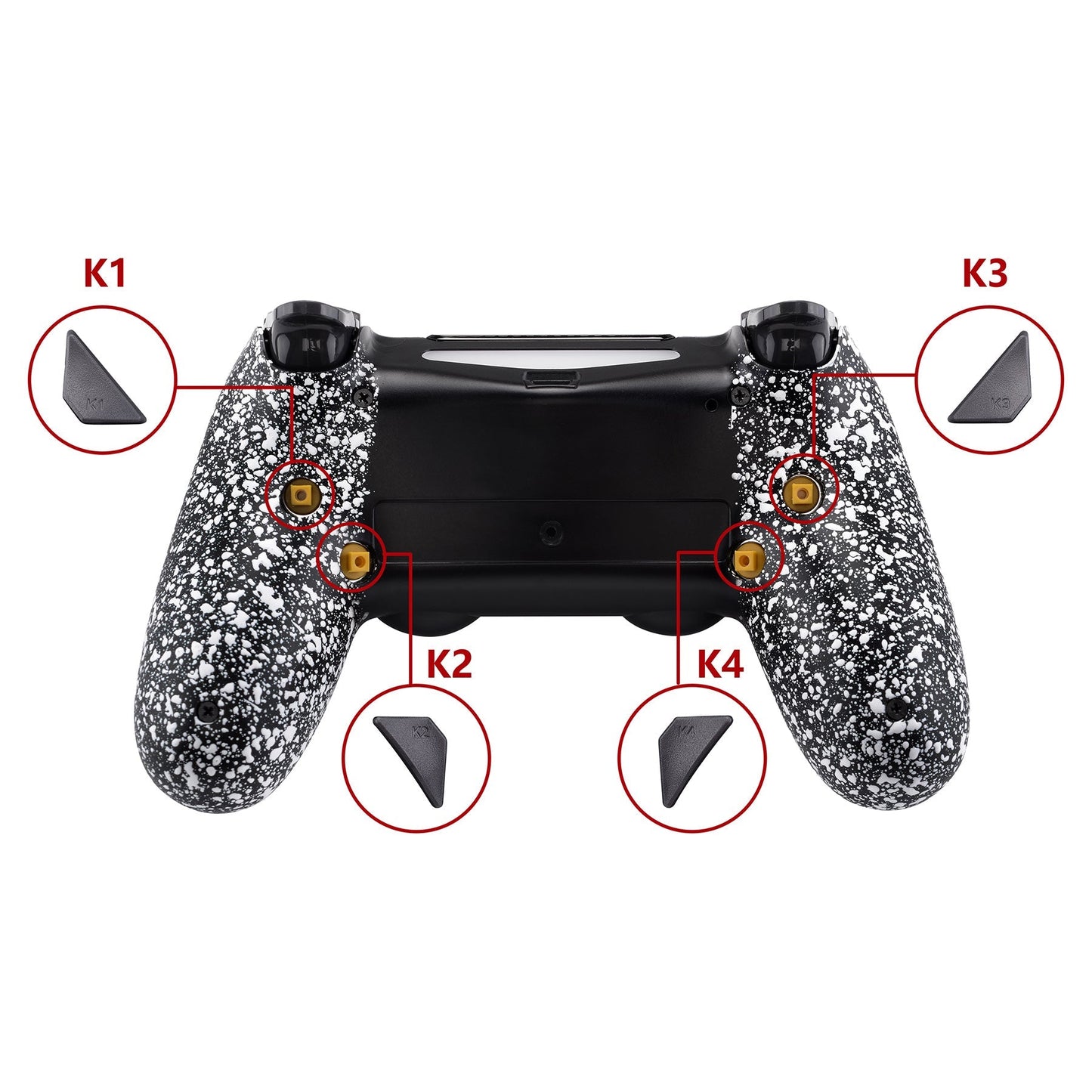 eXtremeRate Retail Textured White Dawn Remappable Remap Kit with Redesigned Back Shell & 4 Back Buttons for ps4 Controller JDM 040/050/055 - P4RM007