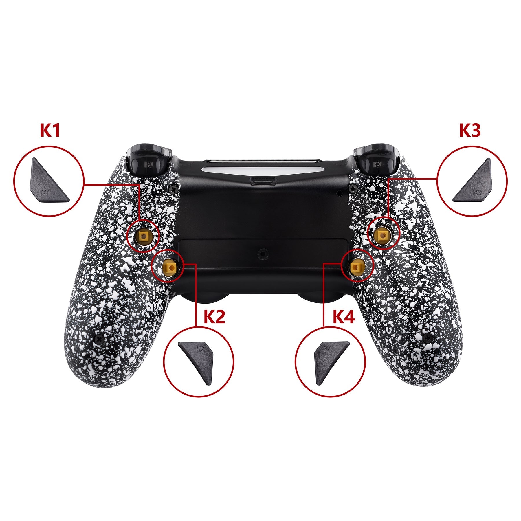 eXtremeRate Retail Textured White Dawn Remappable Remap Kit with Redesigned Back Shell & 4 Back Buttons for ps4 Controller JDM 040/050/055 - P4RM007