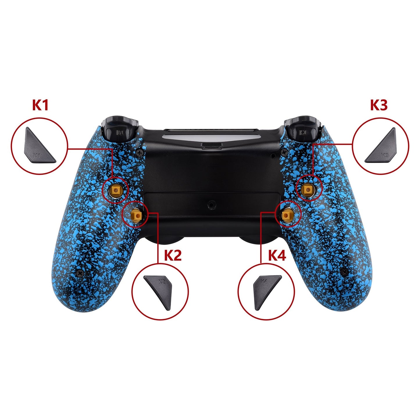 eXtremeRate Retail Textured Blue Dawn Remappable Remap Kit with Redesigned Back Shell & 4 Back Buttons for ps4 Controller JDM 040/050/055 - P4RM008