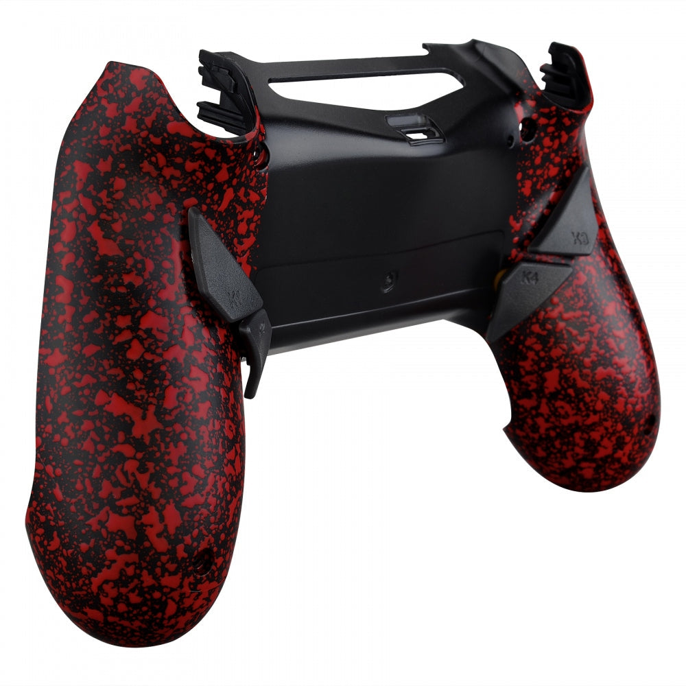 eXtremeRate Retail Textured Red Dawn Remappable Remap Kit with Redesigned Back Shell & 4 Back Buttons for ps4 Controller JDM 040/050/055 - P4RM009