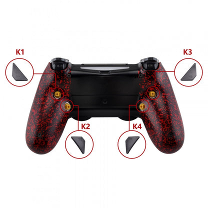 eXtremeRate Retail Textured Red Dawn Remappable Remap Kit with Redesigned Back Shell & 4 Back Buttons for ps4 Controller JDM 040/050/055 - P4RM009