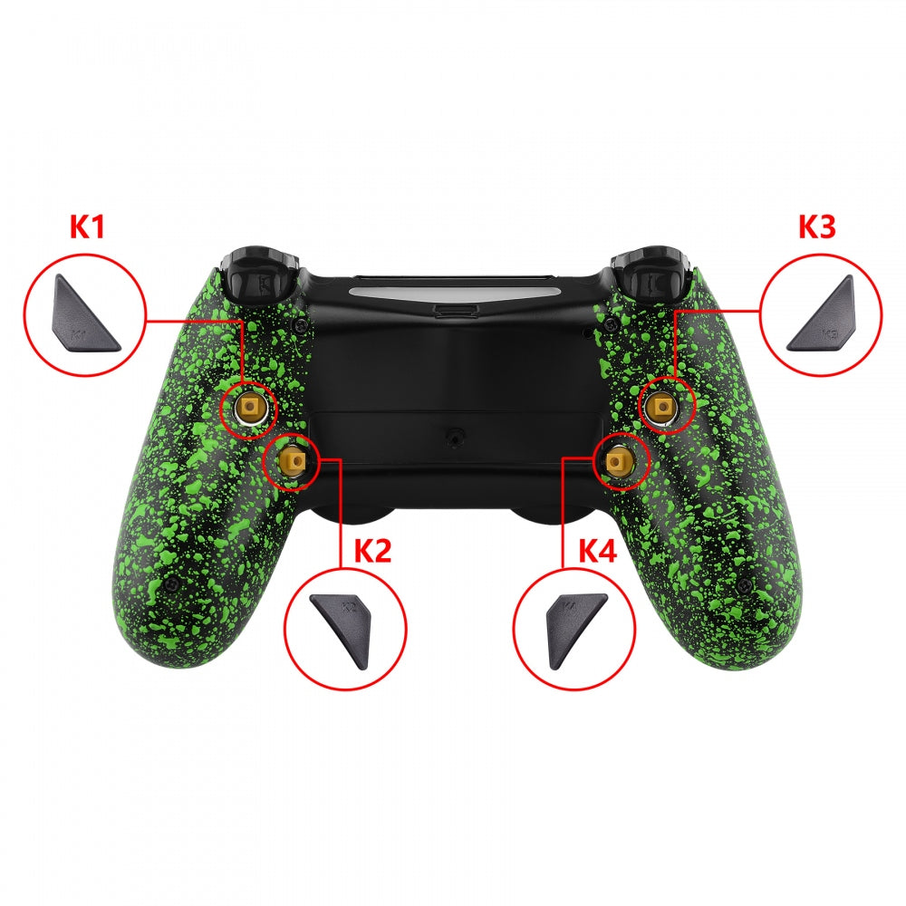 eXtremeRate Retail Textured Green Dawn Remappable Remap Kit with Redesigned Back Shell & 4 Back Buttons for ps4 Controller JDM 040/050/055 - P4RM010