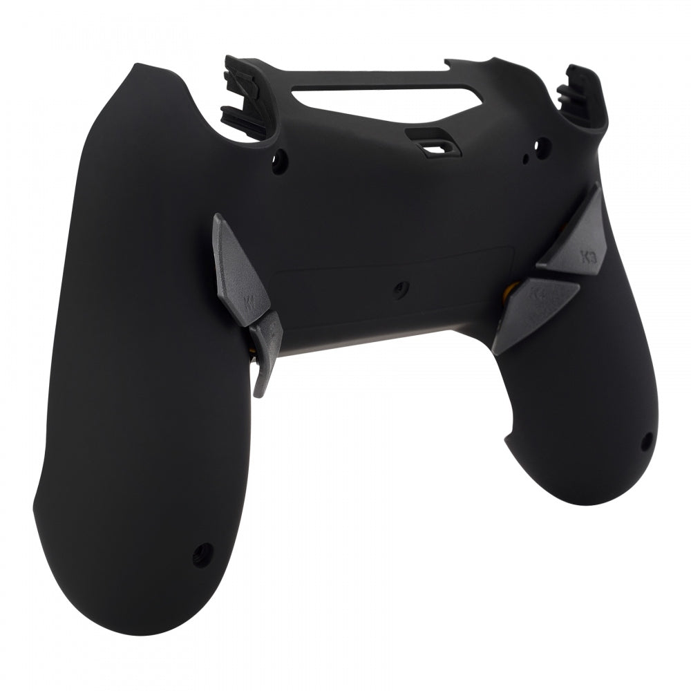 eXtremeRate Retail Soft Touch Black Dawn Remappable Remap Kit with Redesigned Back Shell & 4 Back Buttons for ps4 Controller JDM 040/050/055 - P4RM011