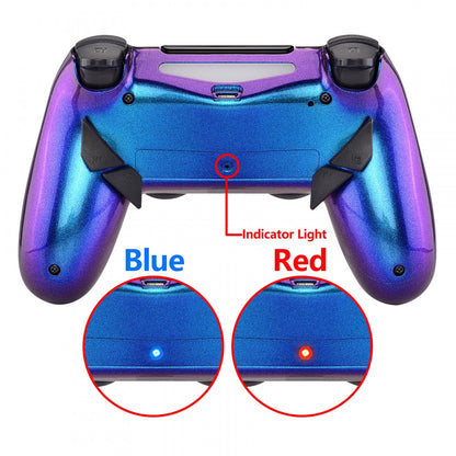 eXtremeRate Retail Chameleon Purple Blue Dawn Remappable Remap Kit with Redesigned Back Shell & 4 Back Buttons for ps4 Controller JDM 040/050/055 - P4RM012