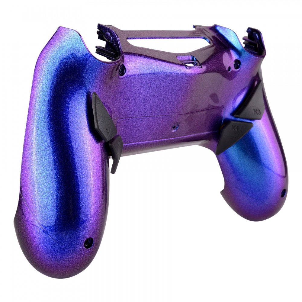 eXtremeRate Retail Chameleon Purple Blue Dawn Remappable Remap Kit with Redesigned Back Shell & 4 Back Buttons for ps4 Controller JDM 040/050/055 - P4RM012