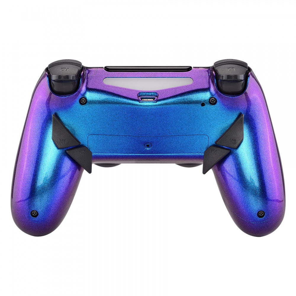 eXtremeRate Retail Chameleon Purple Blue Dawn Remappable Remap Kit with Redesigned Back Shell & 4 Back Buttons for ps4 Controller JDM 040/050/055 - P4RM012