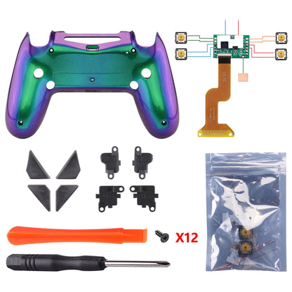 eXtremeRate Retail Chameleon Purple Green Blue Remappable Remap Kit with Redesigned Back Shell & 4 Back Buttons for ps4 Controller JDM 040/050/055 - P4RM013