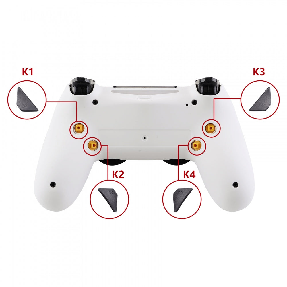 eXtremeRate Retail Soft Touch White Remappable Remap Kit with Redesigned Back Shell & 4 Back Buttons for ps4 Controller JDM 040/050/055 - P4RM015