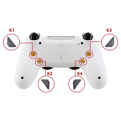 eXtremeRate Retail Soft Touch White Remappable Remap Kit with Redesigned Back Shell & 4 Back Buttons for ps4 Controller JDM 040/050/055 - P4RM015