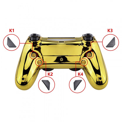 eXtremeRate Retail Chrome Gold Dawn Remappable Remap Kit for ps4 Controller with Kit & Redesigned Back Shell & 4 Back Buttons - Compatible with JDM-040/050/055 - P4RM016