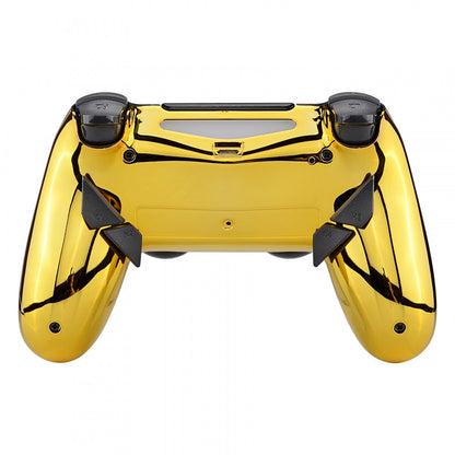 eXtremeRate Retail Chrome Gold Dawn Remappable Remap Kit for ps4 Controller with Kit & Redesigned Back Shell & 4 Back Buttons - Compatible with JDM-040/050/055 - P4RM016