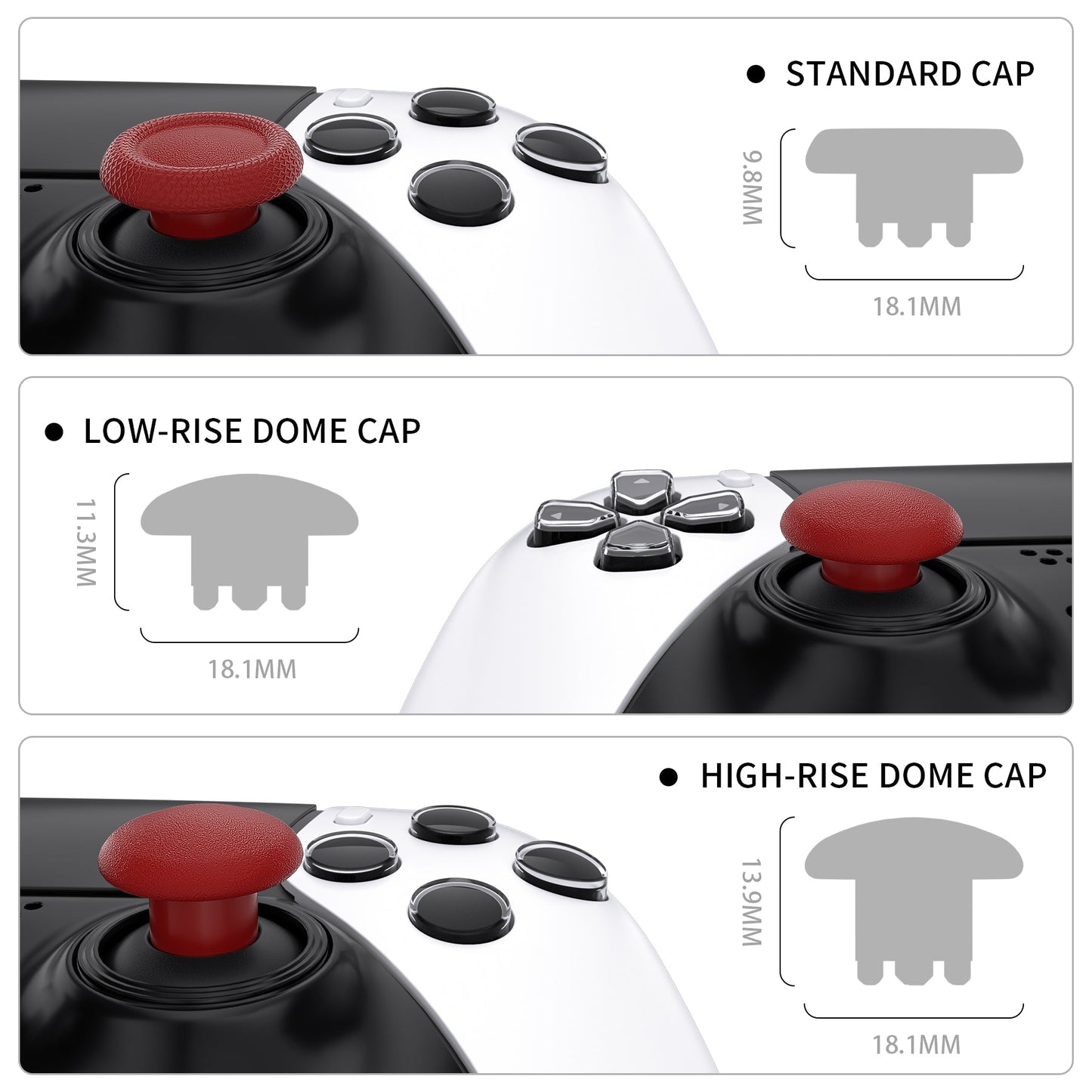 eXtremeRate Retail Carmine Red Replacement Swappable Thumbsticks for PS5 Edge Controller, Custom Interchangeable Analog Stick Joystick Caps for PS5 Edge Controller - Controller & Thumbsticks Base NOT Included - P5J105