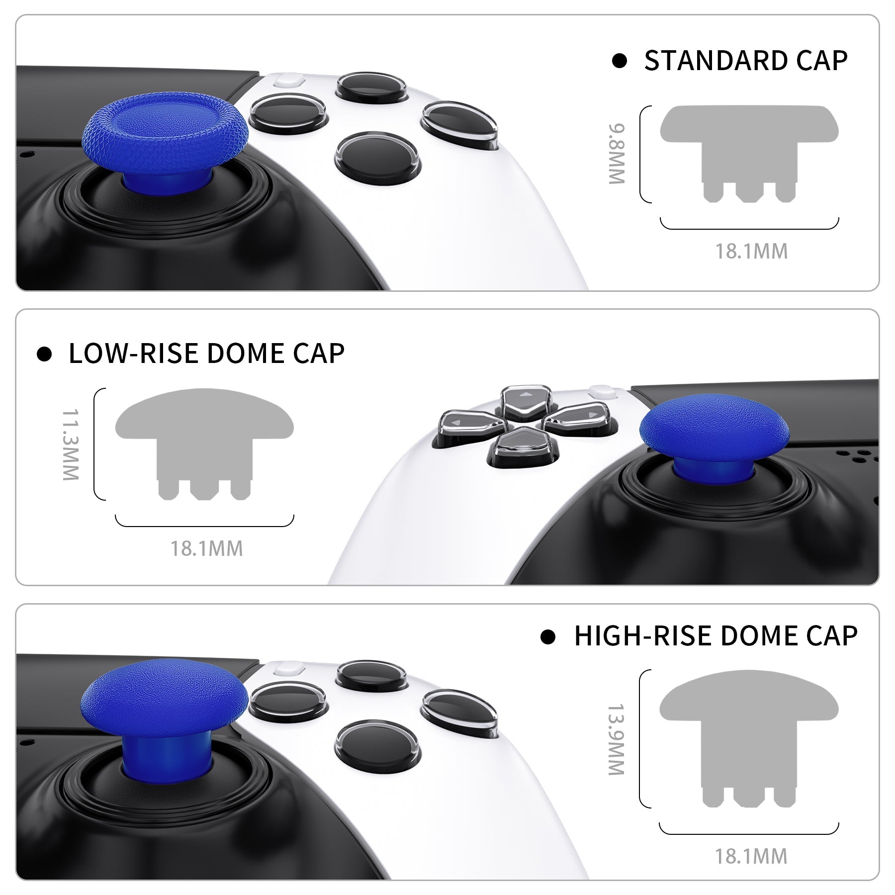 eXtremeRate Retail Blue Replacement Swappable Thumbsticks for PS5 Edge Controller, Custom Interchangeable Analog Stick Joystick Caps for PS5 Edge Controller - Controller & Thumbsticks Base NOT Included - P5J106