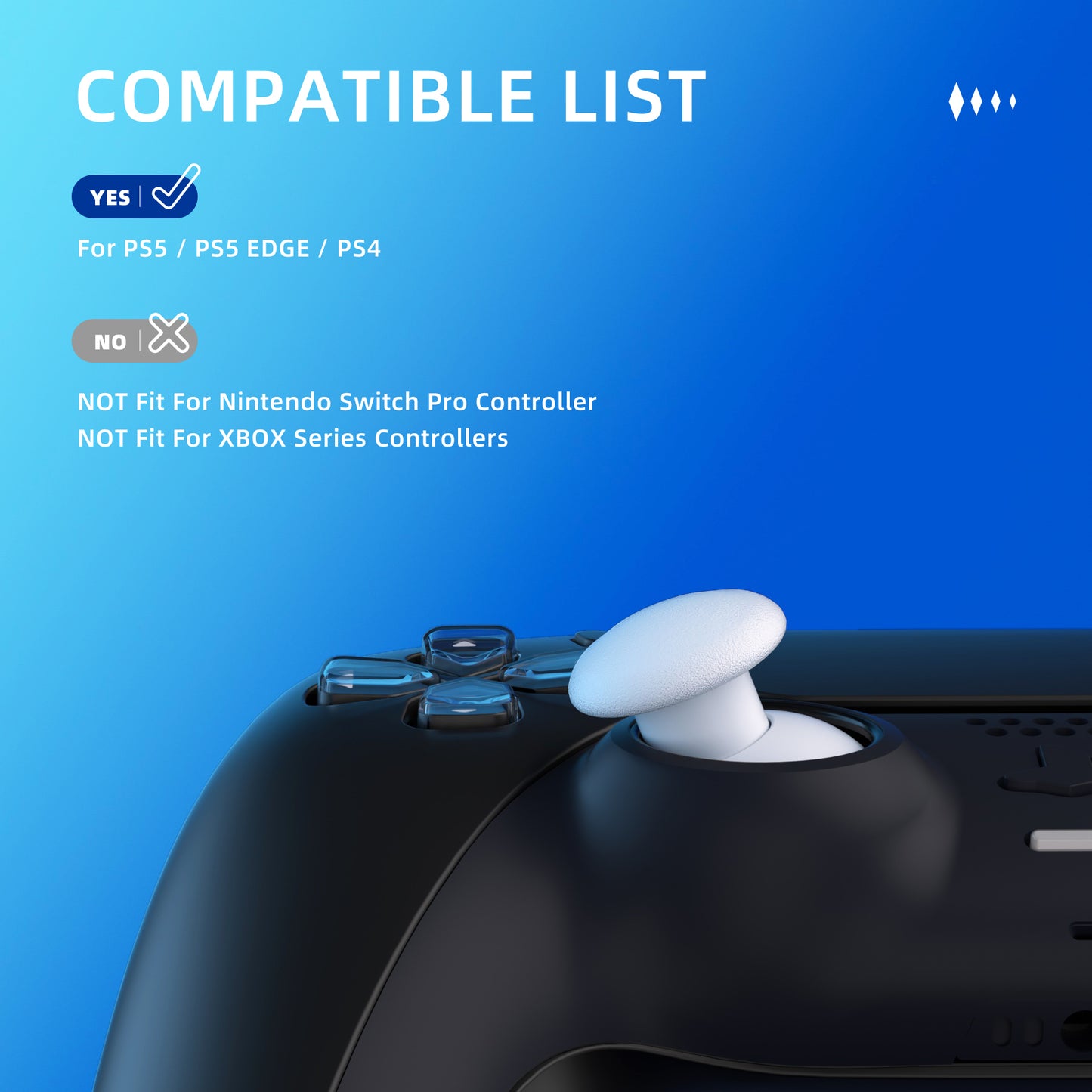 eXtremeRate EDGE Stick Replacement Thumbstick for PS5 & PS4 Controllers (White)