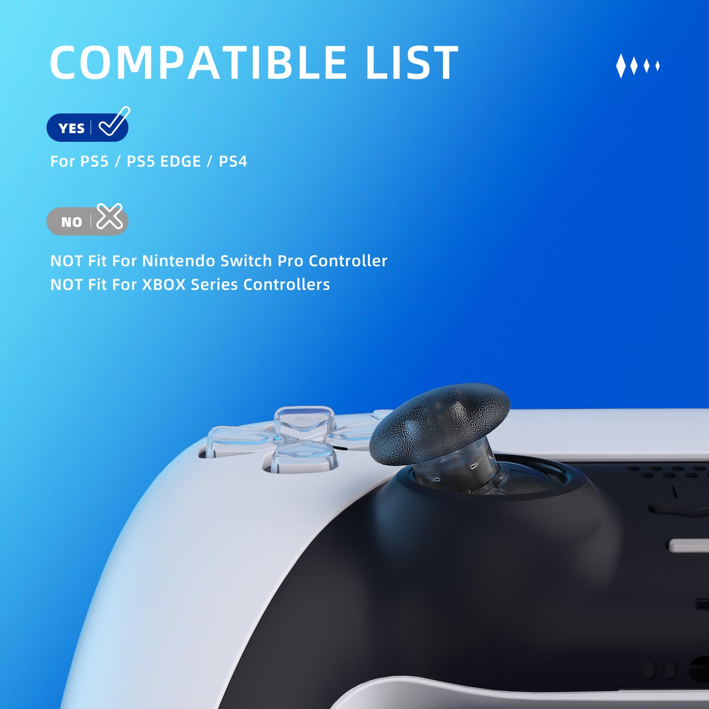 eXtremeRate EDGE Replacement Thumbstick for PS5 & PS4 Controllers (Clear Black)