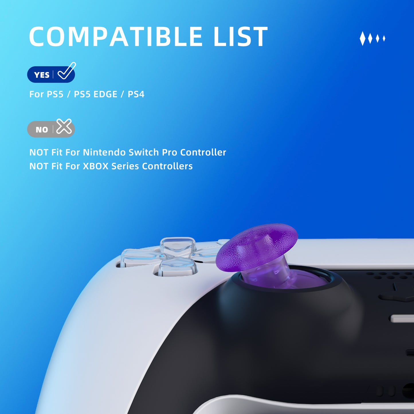 eXtremeRate PS5&PS5 Edge&PS4全モデルコントローラー対応EDGEスティック交換用サムスティック【クリアパープル】