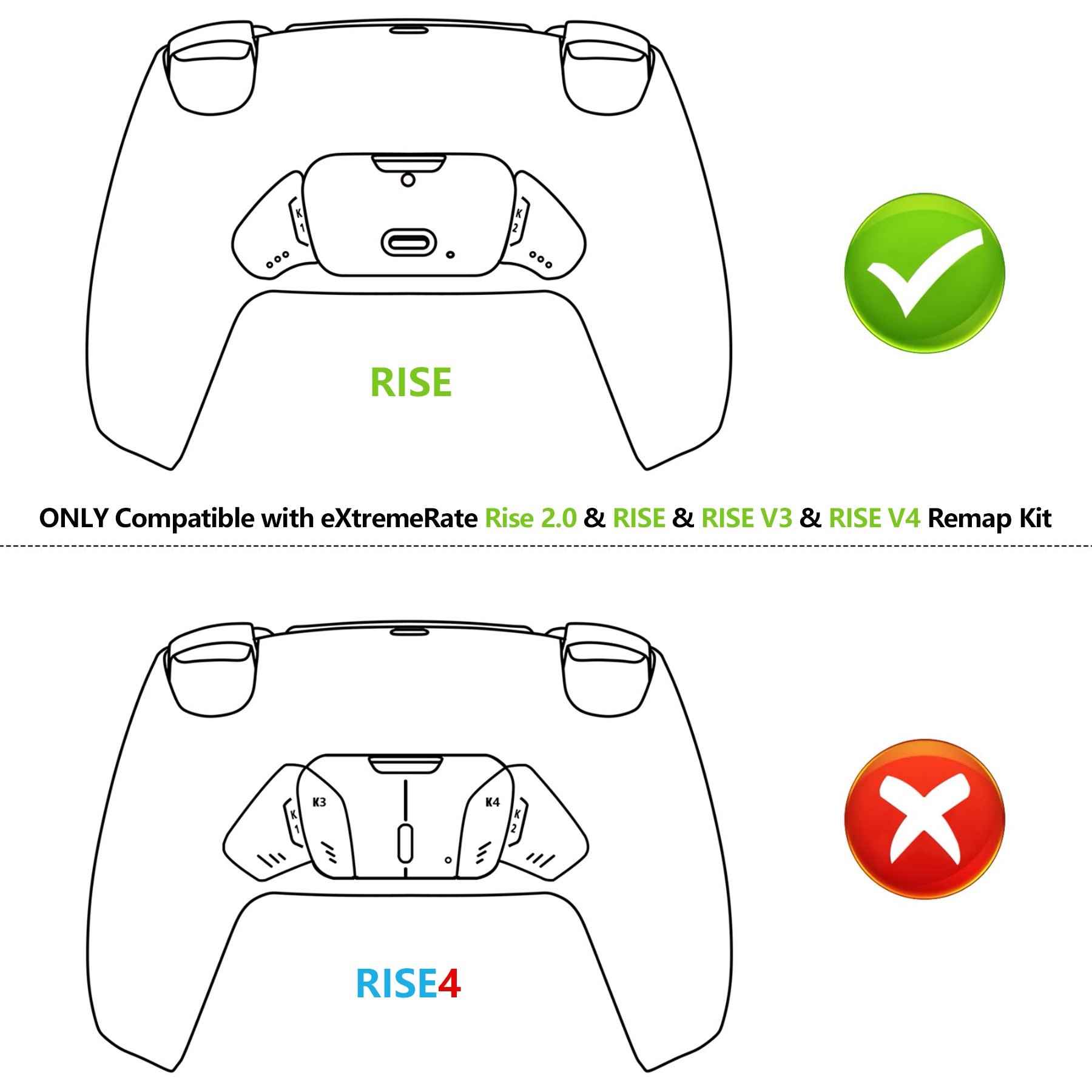 eXtremeRate Rise 2.0 & RISE & RISE V3 リマップキット用交換リマップ