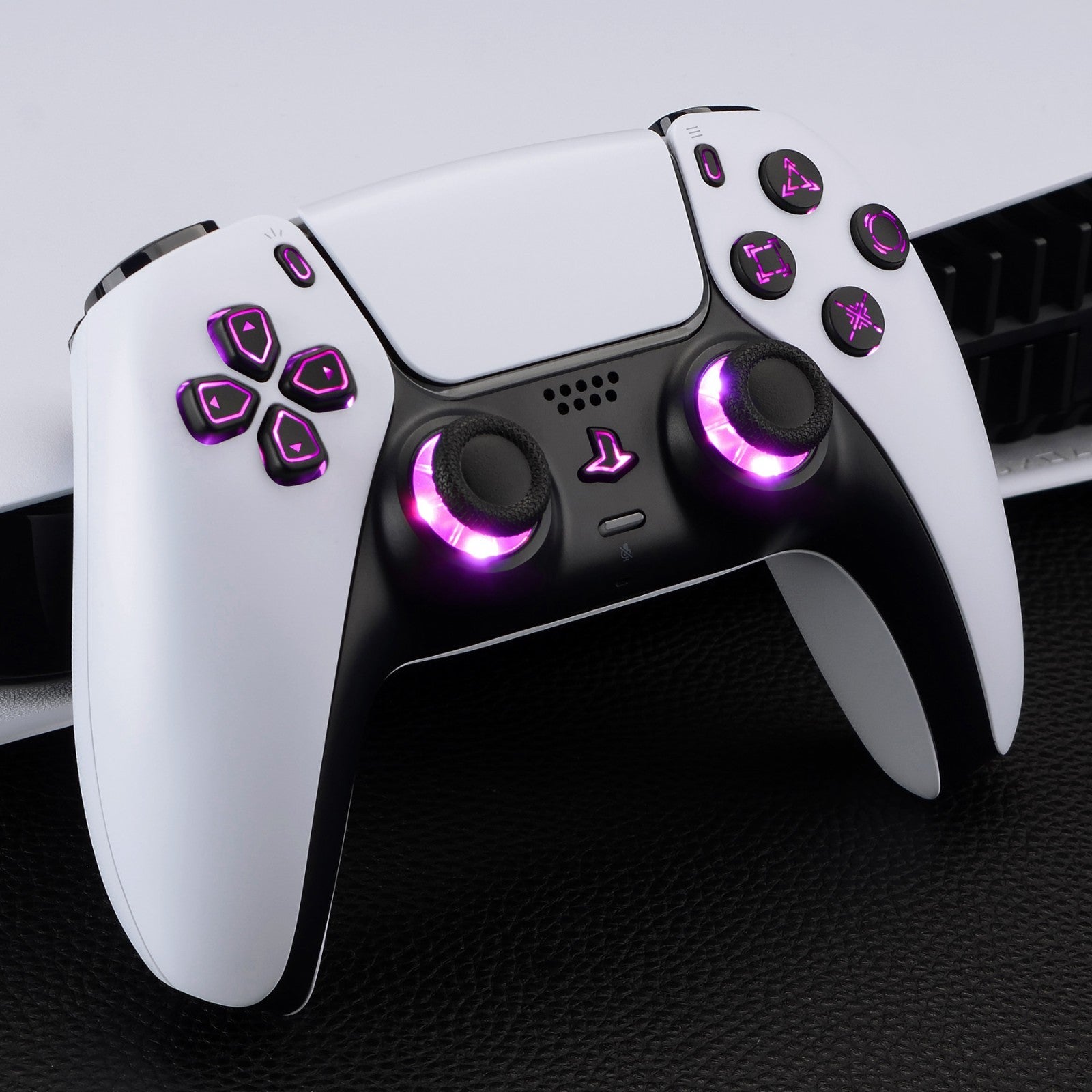 eXtremeRate Retail Multi-Colors Luminated Dpad Thumbstick Share Home Face Buttons for PS5 Controller, Black Classical Symbols Buttons DTF V3 LED Kit for PS5 Controller - Controller NOT Included - PFLED02G2