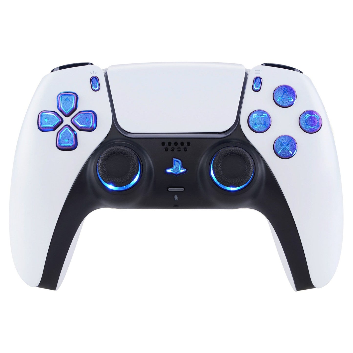 eXtremeRate Retail Multi-Colors Luminated Dpad Thumbstick Share Home Face Buttons for PS5 Controller, Chameleon Purple Blue Classical Symbols Buttons DTF V3 LED Kit for PS5 Controller - Controller NOT Included - PFLED04G2