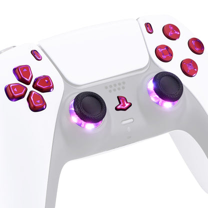 eXtremeRate Retail Multi-Colors Luminated Dpad Thumbstick Share Home Face Buttons for PS5 Controller, Scarlet Red Classical Symbols Buttons DTF V3 LED Kit for PS5 Controller - Controller NOT Included - PFLED05G2