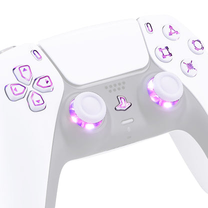 eXtremeRate Retail Multi-Colors Luminated Dpad Thumbstick Share Home Face Buttons for PS5 Controller, White Classical Symbols Buttons DTF V3 LED Kit for PS5 Controller - Controller NOT Included - PFLED06G2