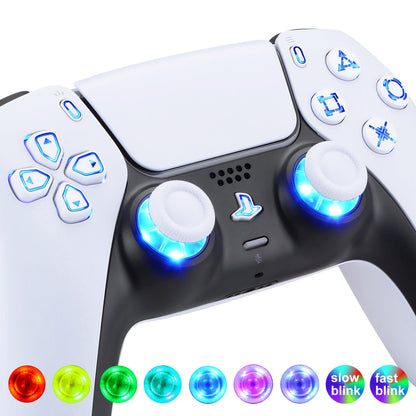 eXtremeRate Retail Multi-Colors Luminated Dpad Thumbstick Share Home Face Buttons for PS5 Controller, White Classical Symbols Buttons DTF V3 LED Kit for PS5 Controller - Controller NOT Included - PFLED06G2