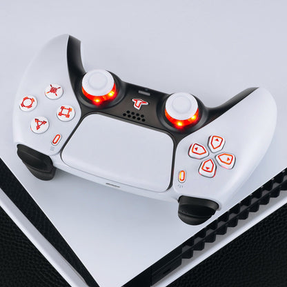 eXtremeRate Retail Multi-Colors Luminated Dpad Thumbstick Share Home Face Buttons for PS5 Controller, White Classical Symbols Buttons DTF V3 LED Kit for PS5 Controller - Controller NOT Included - PFLED06G2