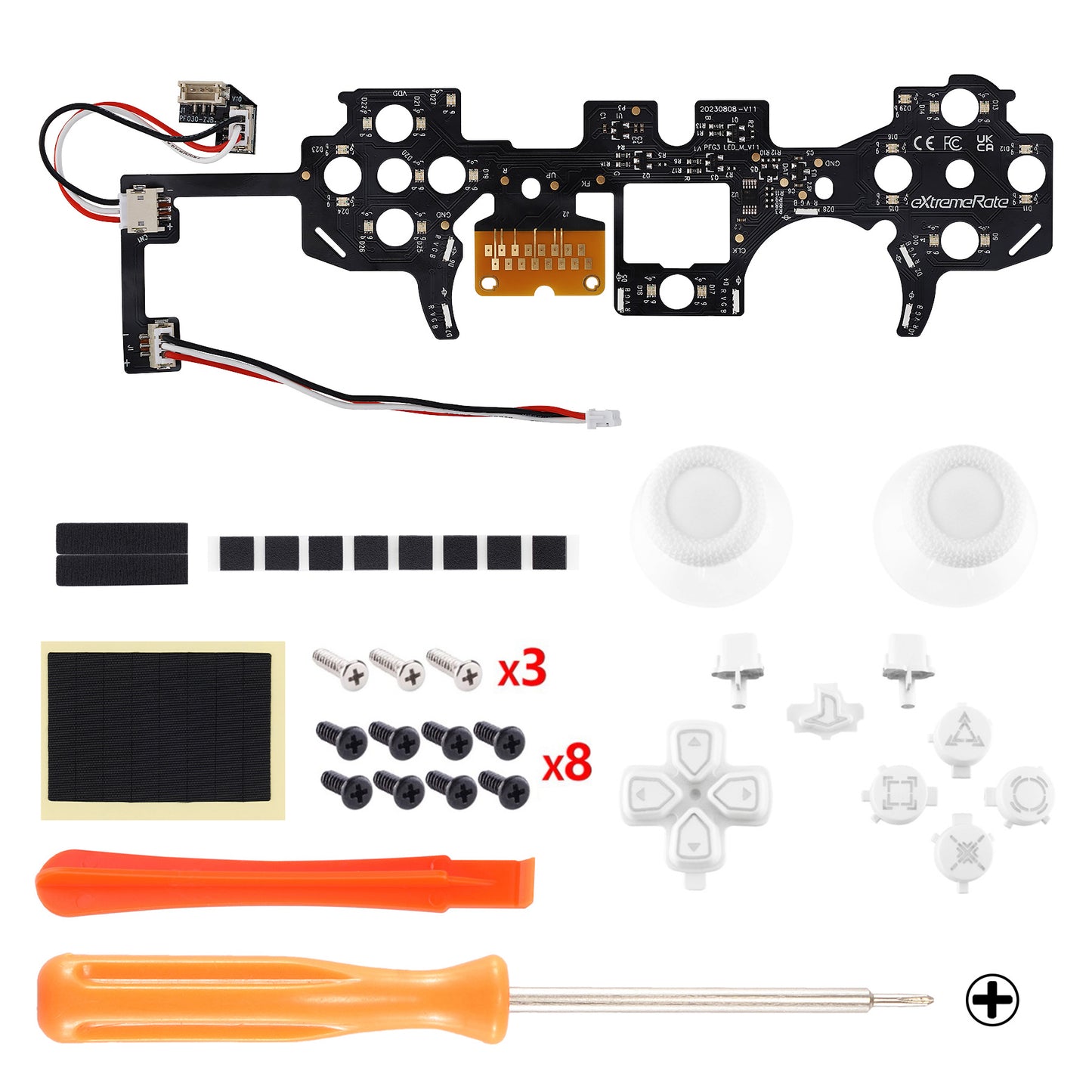 eXtremeRate PS5コントローラーBDM-030/040/050対応用マルチカラー発光ボタンDTF V3 LEDキット【ホワイト】