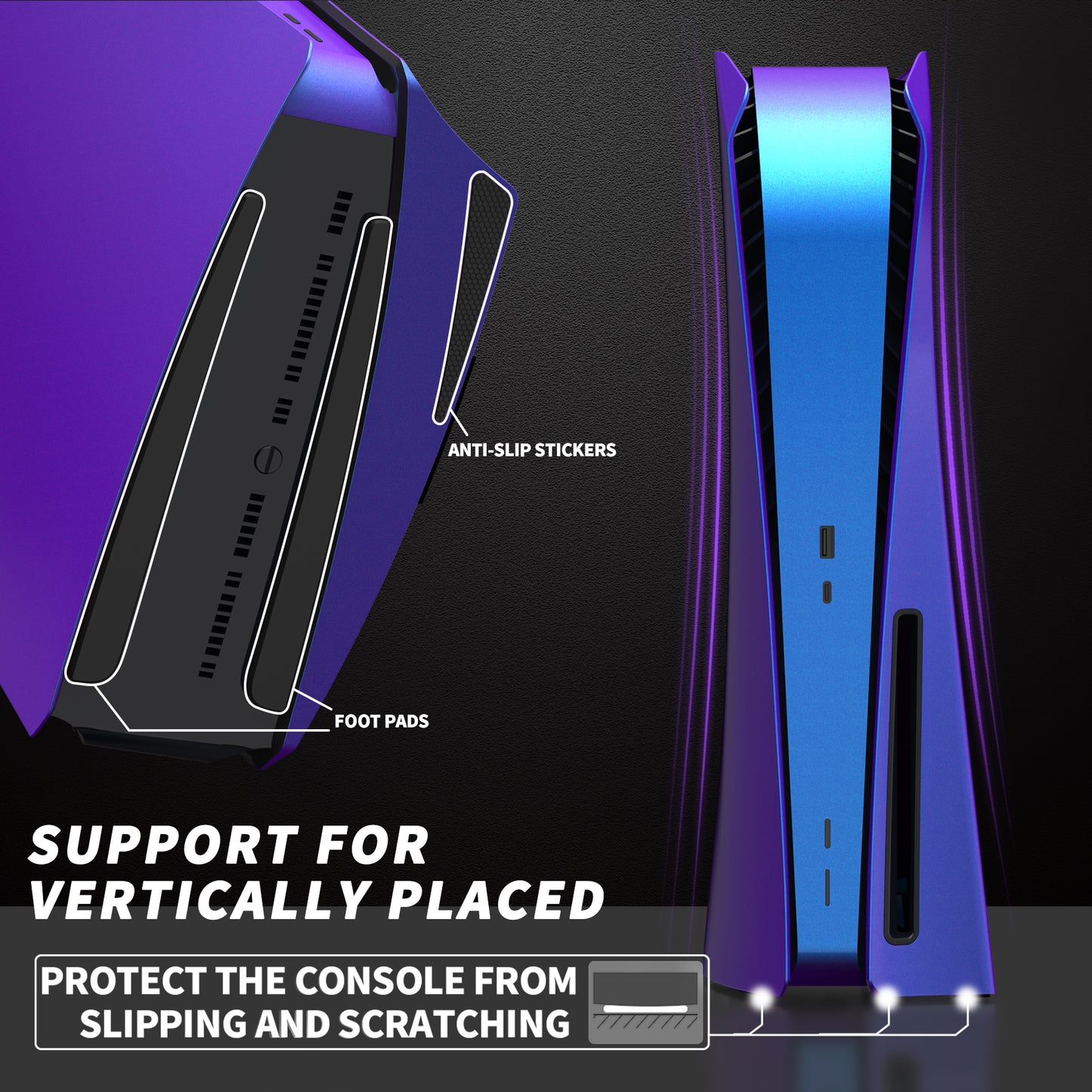 eXtremeRate eXcover PS5ディスク版本体用交換ケース 【カメレオンパープルブルー】
