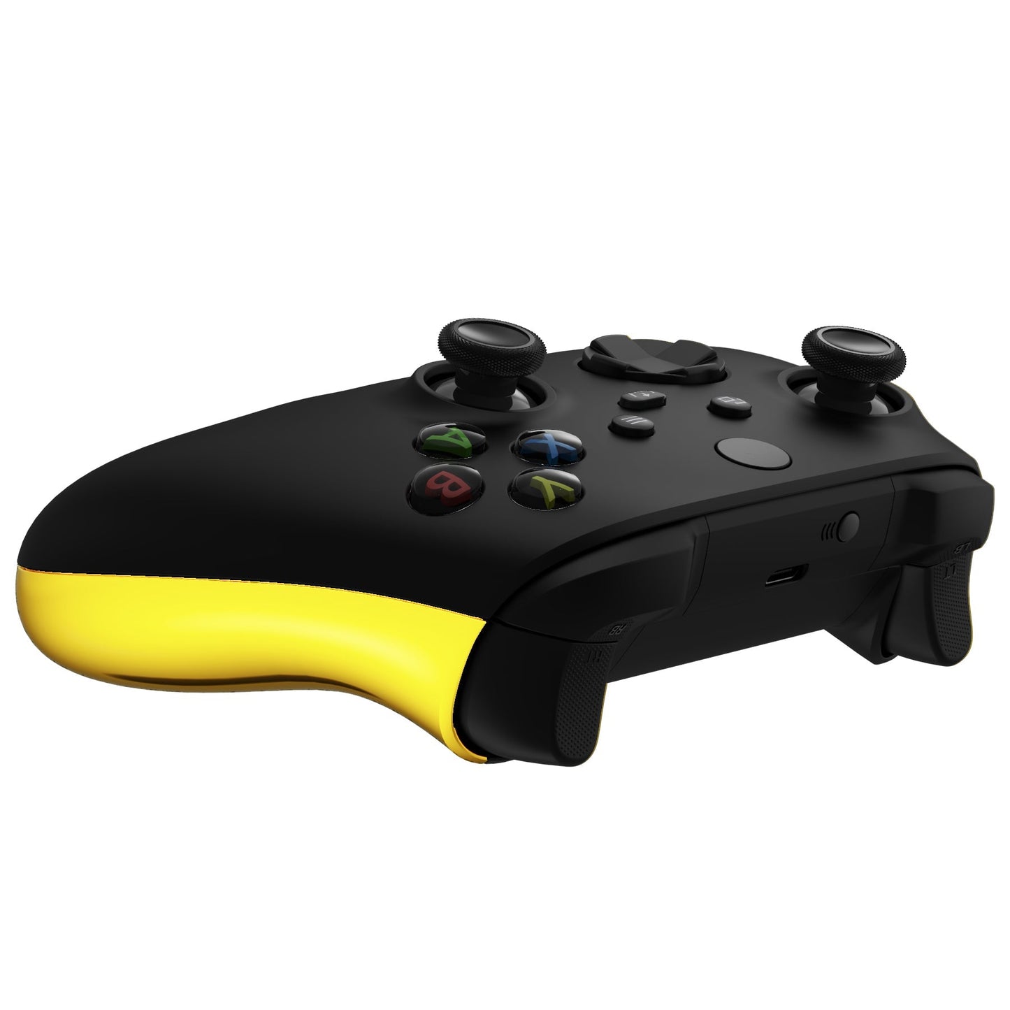 eXtremeRate Retail Chrome Gold Touch Grip Back Panels, Comfortable Non-Slip Side Rails Handles, Game Improvement Replacement Parts for Xbox Series S / X Controller - Controller NOT Included - PX3D401