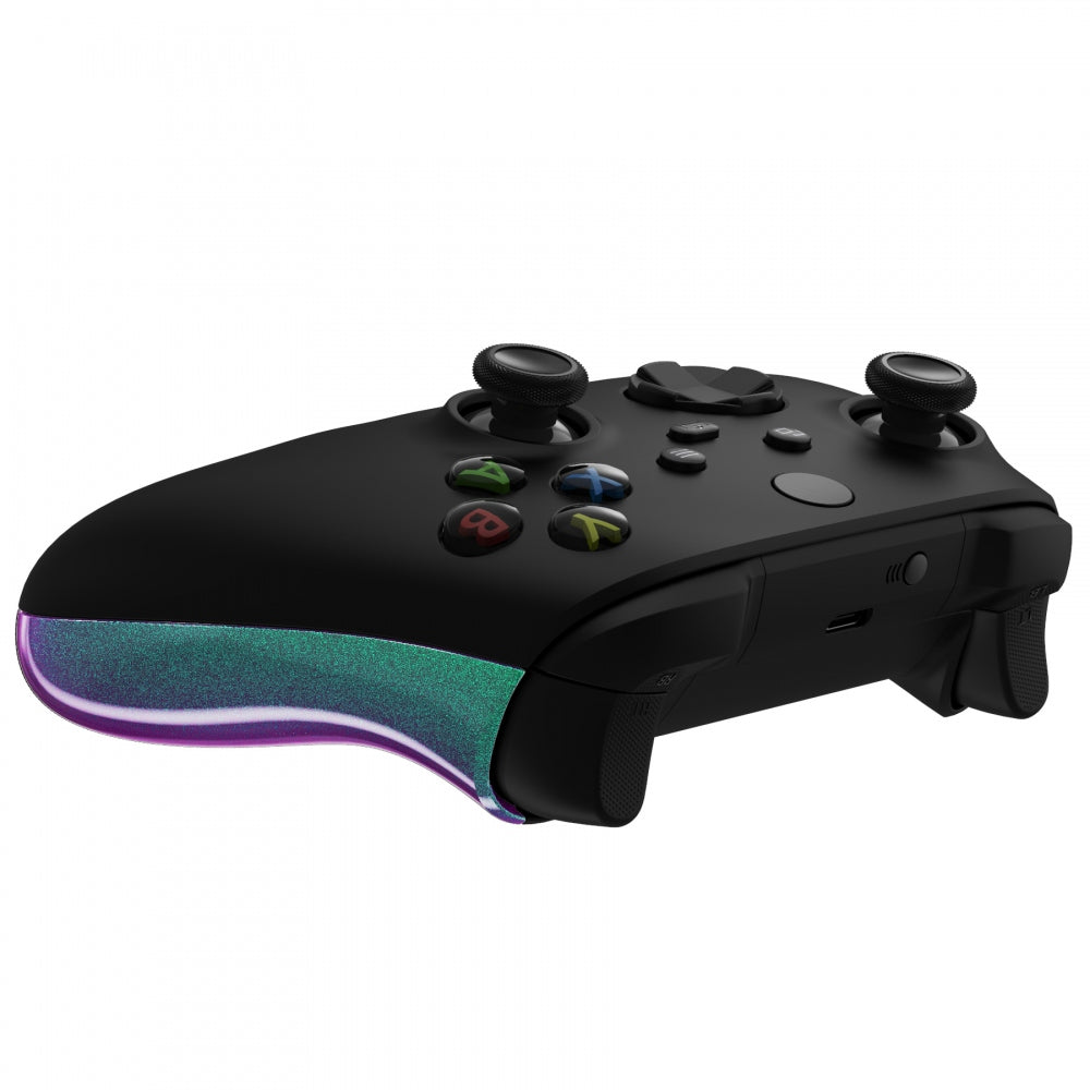 eXtremeRate Retail Chameleon Green Purple Back Panels, Comfortable Non-Slip Side Rails Handles, Game Improvement Replacement Parts for Xbox Series X/S Controller - Controller NOT Included - PX3P302