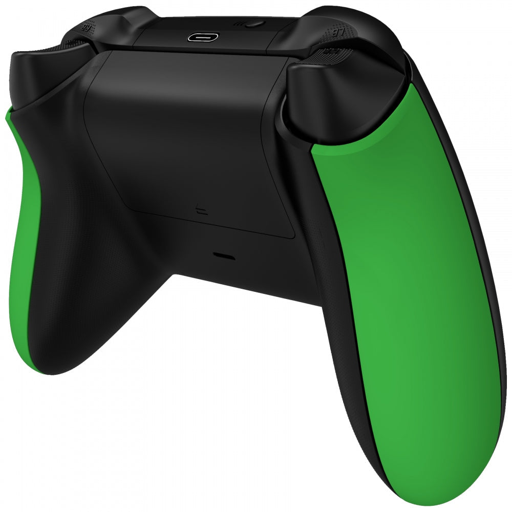 eXtremeRate Retail Green Soft Touch Grip Back Panels, Comfortable Non-Slip Side Rails Handles, Game Improvement Replacement Parts for Xbox Series S / X Controller - Controller NOT Included - PX3P306