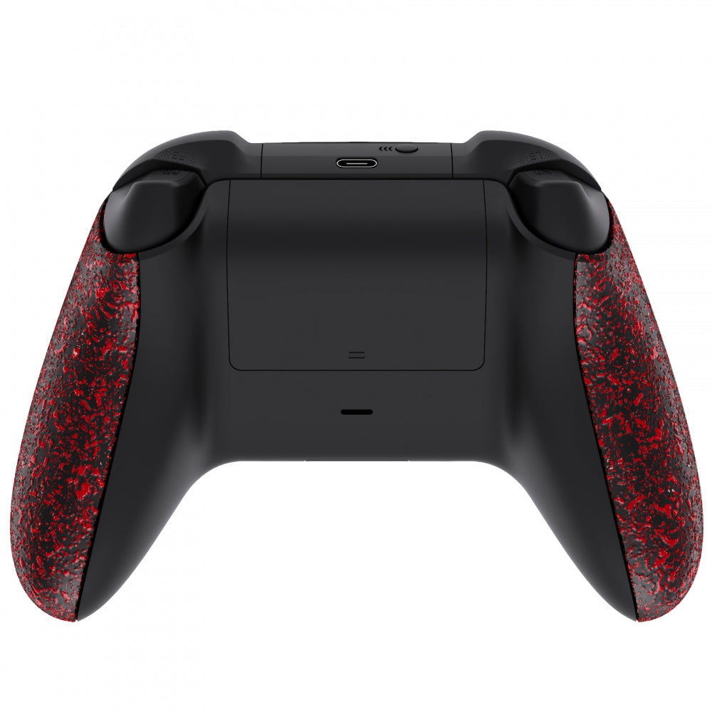 eXtremeRate Retail Textured Red Back Panels, Comfortable Non-Slip Side Rails, 3D Splashing Handles, Game Improvement Replacement Parts for Xbox Series X/S Controller - Controller NOT Included - PX3P342