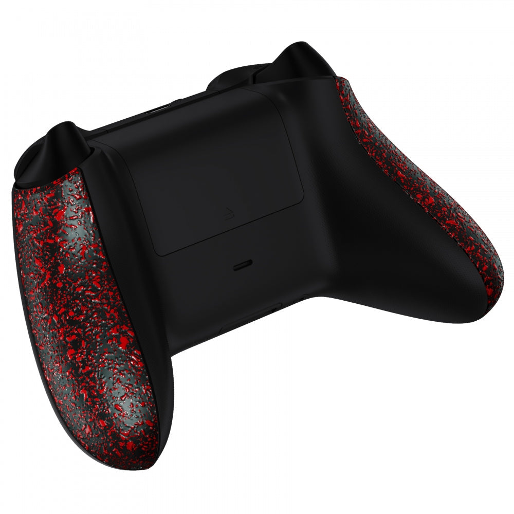 eXtremeRate Retail Textured Red Back Panels, Comfortable Non-Slip Side Rails, 3D Splashing Handles, Game Improvement Replacement Parts for Xbox Series X/S Controller - Controller NOT Included - PX3P342