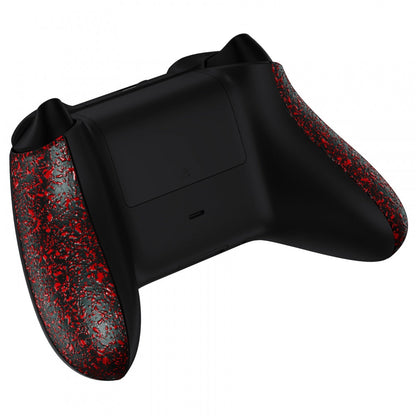 eXtremeRate Retail Textured Red Back Panels, Comfortable Non-Slip Side Rails, 3D Splashing Handles, Game Improvement Replacement Parts for Xbox Series X/S Controller - Controller NOT Included - PX3P342