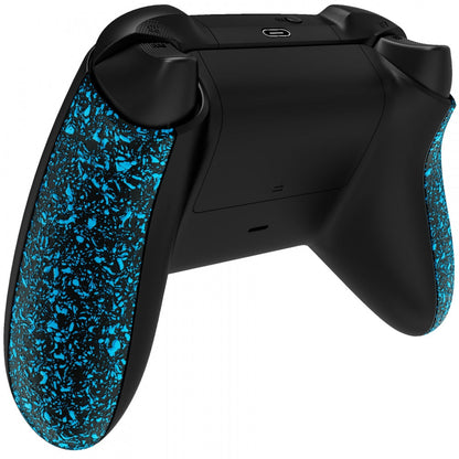 eXtremeRate Retail Textured Blue Back Panels, Comfortable Non-Slip Side Rails, 3D Splashing Handles, Game Improvement Replacement Parts for Xbox Series X/S Controller - Controller NOT Included - PX3P343