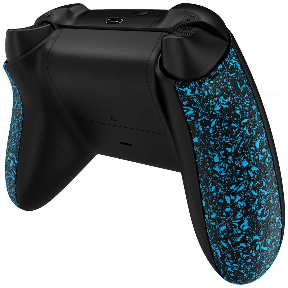 eXtremeRate Retail Textured Blue Back Panels, Comfortable Non-Slip Side Rails, 3D Splashing Handles, Game Improvement Replacement Parts for Xbox Series X/S Controller - Controller NOT Included - PX3P343