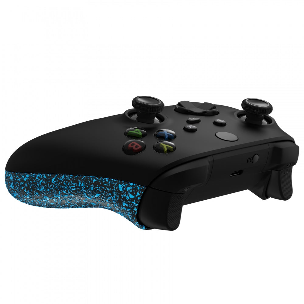 eXtremeRate Retail Textured Blue Back Panels, Comfortable Non-Slip Side Rails, 3D Splashing Handles, Game Improvement Replacement Parts for Xbox Series X/S Controller - Controller NOT Included - PX3P343