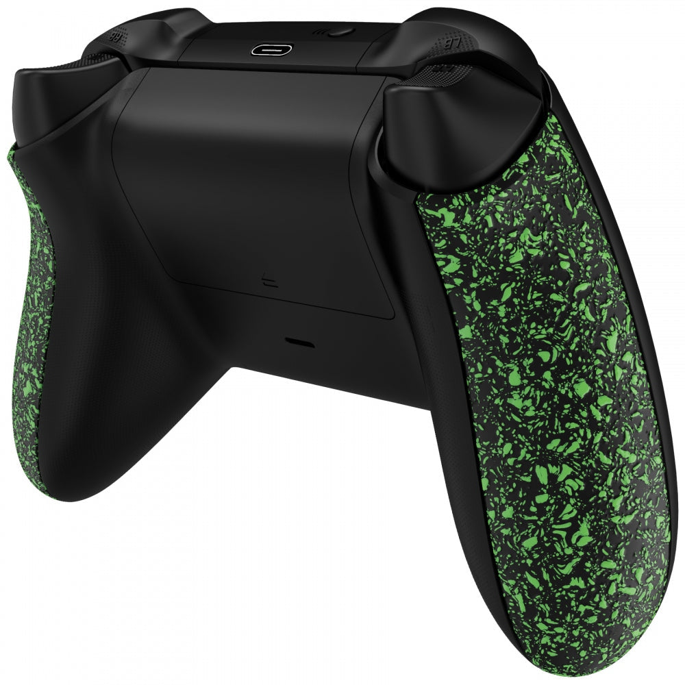 eXtremeRate Retail Textured Green Soft Touch Grip Back Panels, Comfortable Non-Slip Side Rails Handles, Game Improvement Replacement Parts for Xbox Series S / X Controller - Controller NOT Included - PX3P344