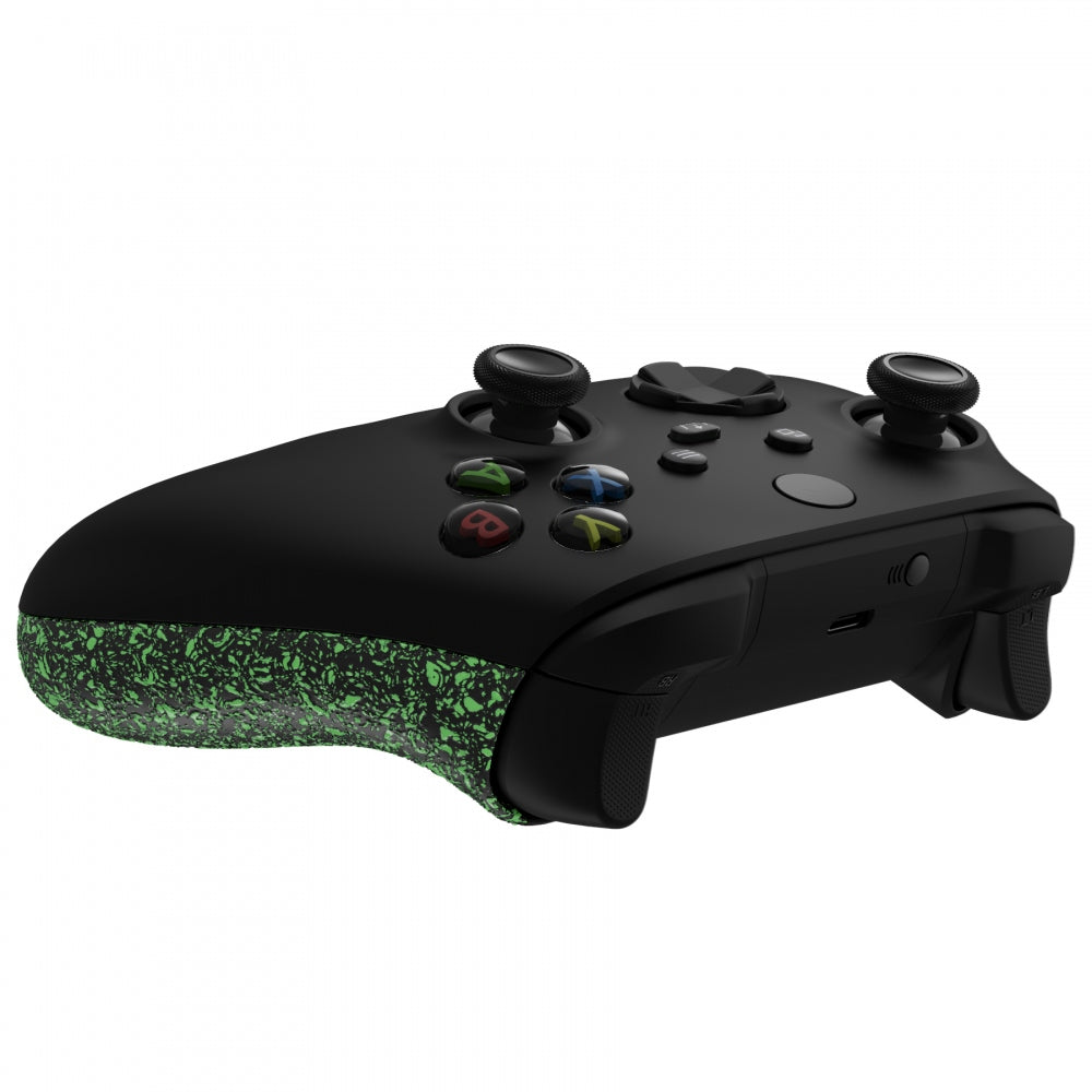 eXtremeRate Retail Textured Green Soft Touch Grip Back Panels, Comfortable Non-Slip Side Rails Handles, Game Improvement Replacement Parts for Xbox Series S / X Controller - Controller NOT Included - PX3P344