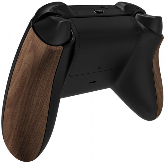 eXtremeRate Retail Wood Grain Touch Grip Back Panels, Comfortable Non-Slip Side Rails Handles, Game Improvement Replacement Parts for Xbox Series S / X Controller - Controller NOT Included - PX3S215