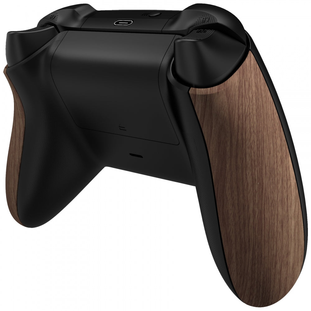 eXtremeRate Retail Wood Grain Touch Grip Back Panels, Comfortable Non-Slip Side Rails Handles, Game Improvement Replacement Parts for Xbox Series S / X Controller - Controller NOT Included - PX3S215