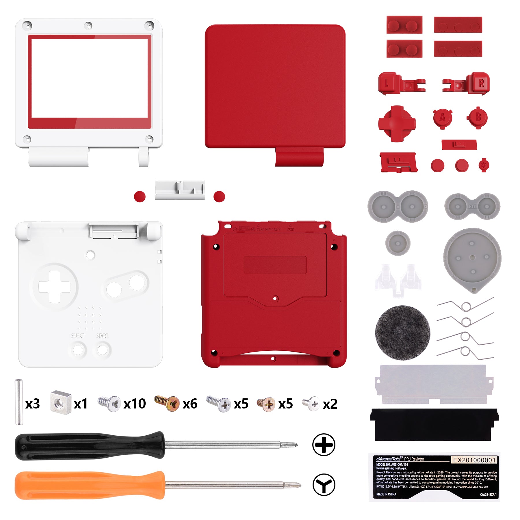 eXtremeRate Retail IPS Ready Upgraded Passion Red & White Soft Touch Custom Replacement Housing Shell for Gameboy Advance SP GBA SP ¨C Compatible with Both IPS & Standard LCD ¨C Console & Screen NOT Included - ASPP3006