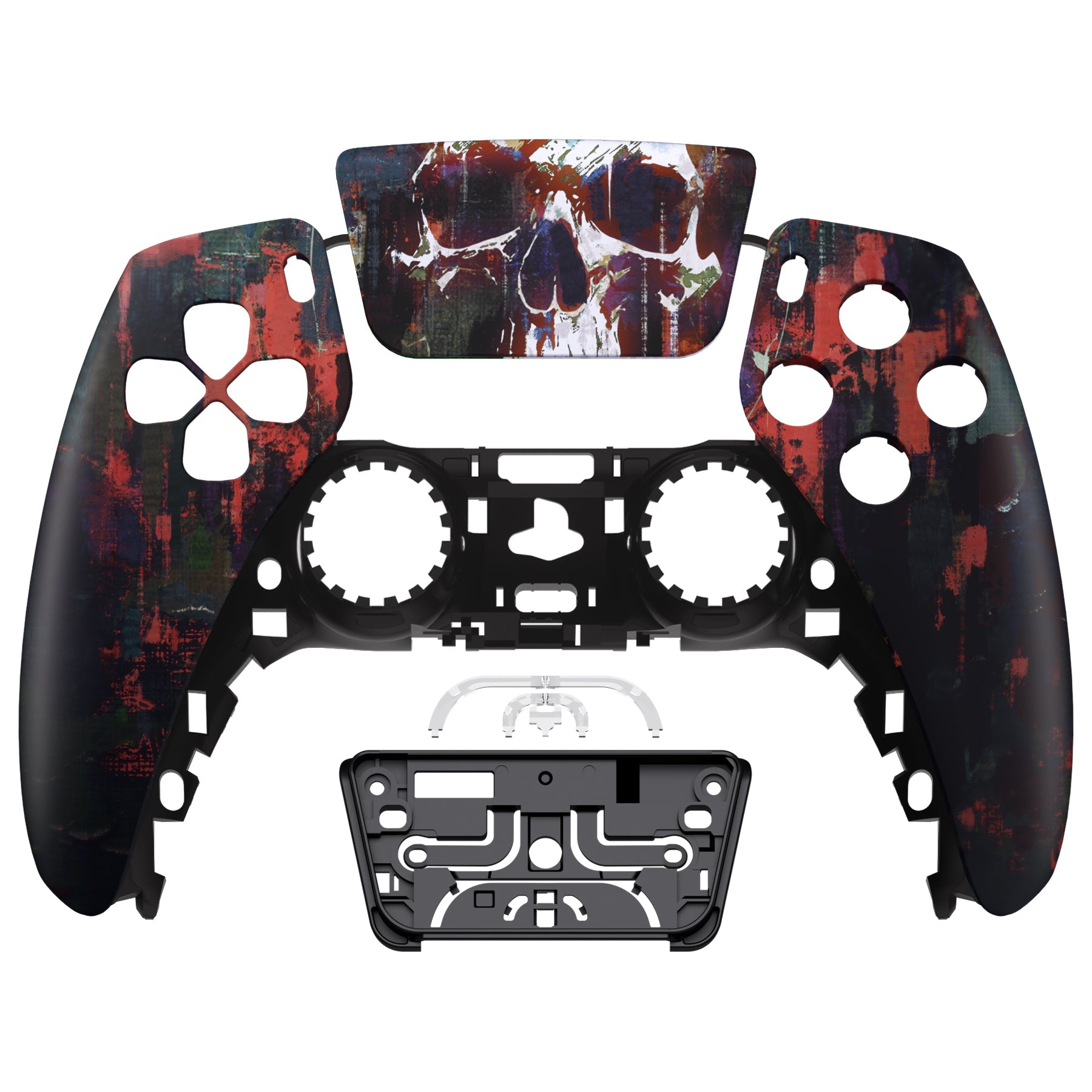 Replacement Front Housing Shell Compatible with PS5 Controller BDM-010 BDM-020 BDM-030 - Phantom Skull eXtremeRate