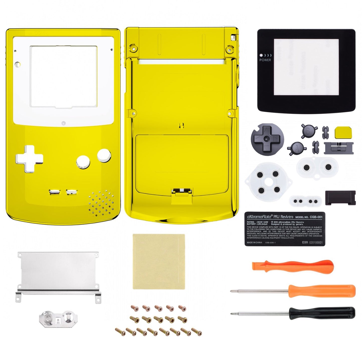 eXtremeRate Retail IPS Ready Upgraded eXtremeRate Chrome Gold Glossy GBC Replacement Shell Full Housing Cover with Buttons for Gameboy Color - Fit for GBC OSD IPS & Regular IPS & Standard LCD - Console & IPS Screen NOT Included - QCBD4001