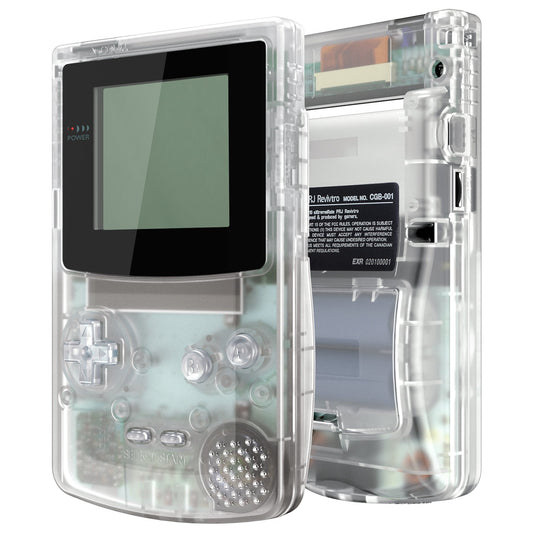 eXtremeRate Retail IPS Ready Upgraded eXtremeRate Transparent Clear Replacement Shell Full Housing Cover & Buttons for Gameboy Color - Fit for GBC OSD IPS & Regular IPS & Standard LCD - Console & IPS Screen NOT Included - QCBM5001