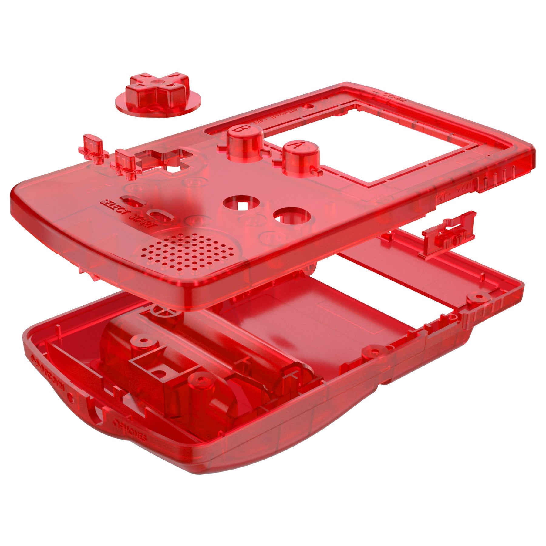 eXtremeRate Retail IPS Ready Upgraded eXtremeRate Transparent Clear Red Replacement Shell Full Housing Cover & Buttons for Gameboy Color - Fit for GBC OSD IPS & Regular IPS & Standard LCD - Console & IPS Screen NOT Included - QCBM5002