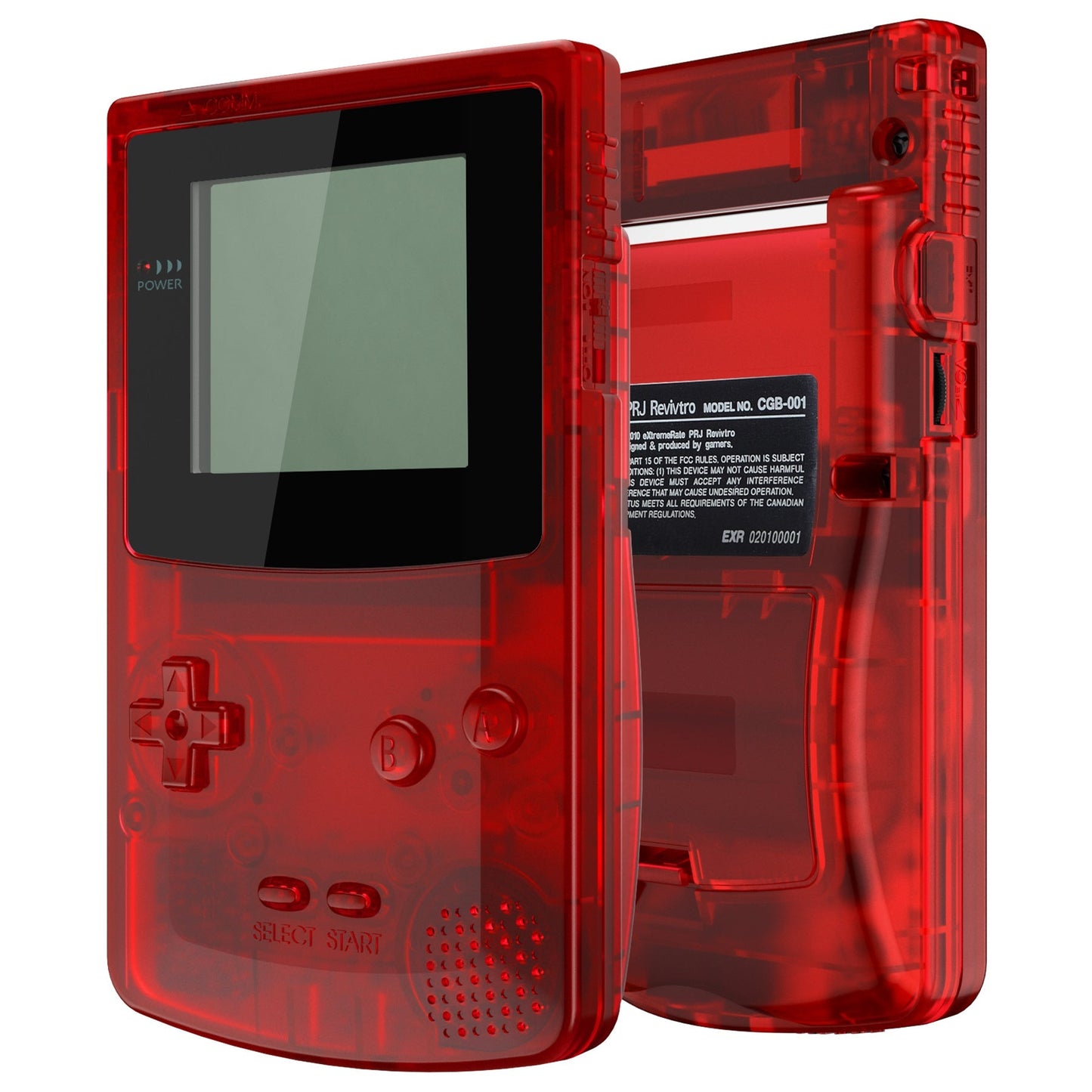 eXtremeRate Retail IPS Ready Upgraded eXtremeRate Transparent Clear Red Replacement Shell Full Housing Cover & Buttons for Gameboy Color - Fit for GBC OSD IPS & Regular IPS & Standard LCD - Console & IPS Screen NOT Included - QCBM5002